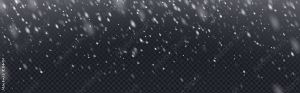 Aufkleber snow overlay with falling white flake particles on transparent bg. winter weather effect with variou