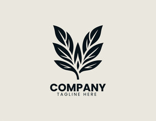 Elegantly Arranged Two Leaf Shapes Organic Botanical Harmony Vector Logo Design