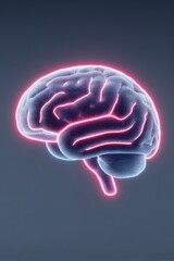Digital illustration of a glowing brain in minimalist vector style showcasing intricate neural pathways in a modern design. Math 2.0 Day