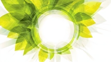 Abstract Green Leaf Frame with Soft Edges Creating a Vibrant Natural Surround in a Bright Background