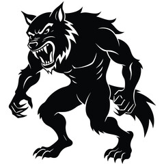 Black Silhouette Design Element with Red Green Blue and Yellow Color Accents