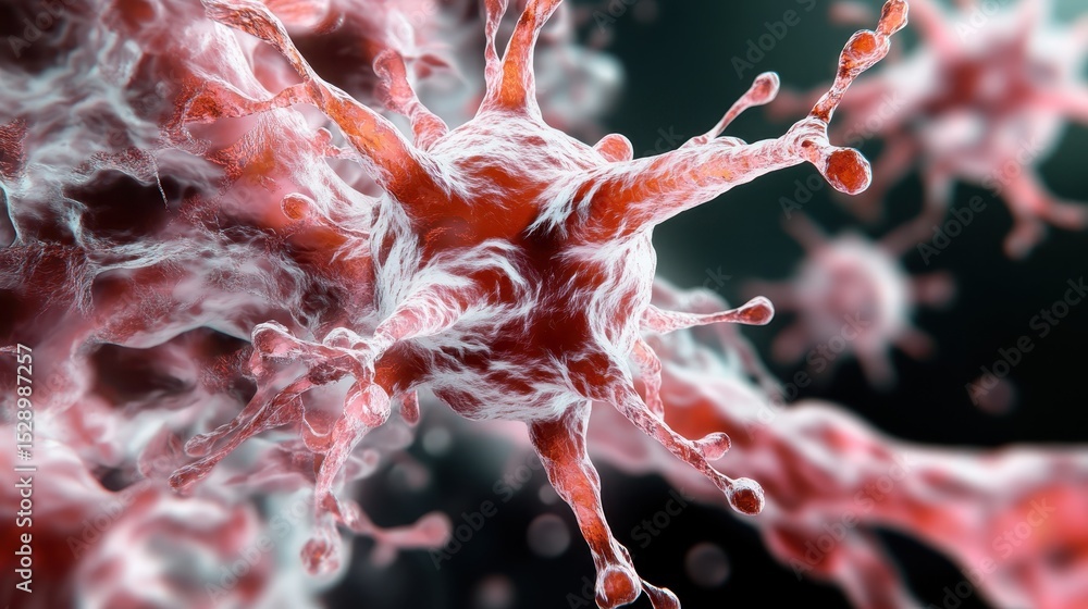 Poster an artistic rendering of a virus, depicted in vibrant colors and intricate details, exemplifying the