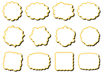 曲線のフレームセット、ポップなデザイン、影付き