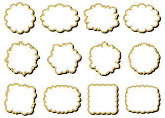 曲線のフレームセット、ポップなデザイン、影付き