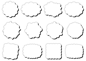 曲線のフレームセット、ポップなデザイン、影付き