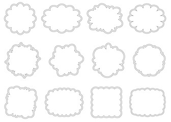曲線のフレームセット、ポップなデザイン、線画