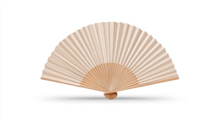 Light beige paper fan, wooden handle