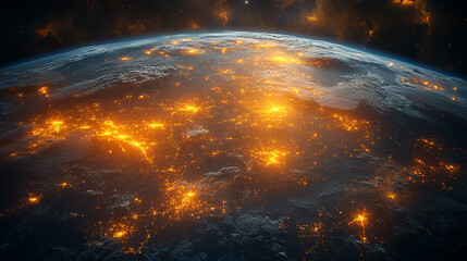 Glowing Cities on Earth Captured at Sunrise from Space