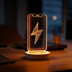 3D wireless desk lamp with integrated charging station, ideal for a clutter-free desk.