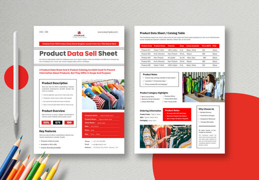 Product Clothing Data Sheet Template