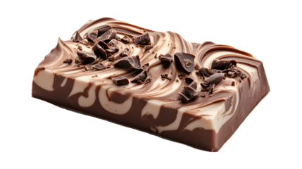  Creamy Chocolate Bar with Swirled Topping with isolated on a white or transparent  background   