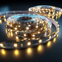 3D model of LED strip lights, designed for versatile lighting with customizable options.