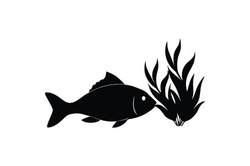 algae-fish-black-silhouette-isolated-vector.eps