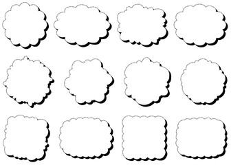 曲線のフレームセット、手書き、ポップなデザイン、影付き