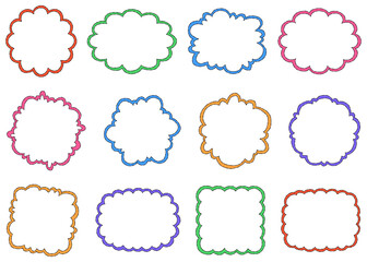 曲線のフレームセット、手書き、ポップなデザイン