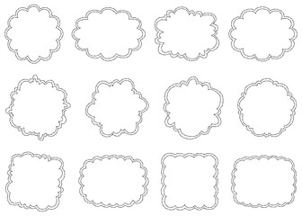 Obraz premium 曲線のフレームセット、手書き、ポップなデザイン