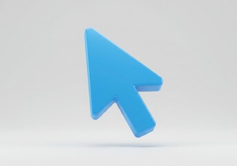 Blue arrow cursor pointing upwards on a light background