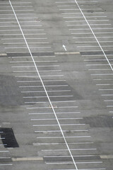 Several rows of empty parking spaces