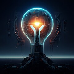 Illuminating the future with a glowing energy core in a high-tech environment at twilight Generative AI