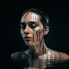 Reflections of beauty and art in captivating water textures at dusk Generative AI