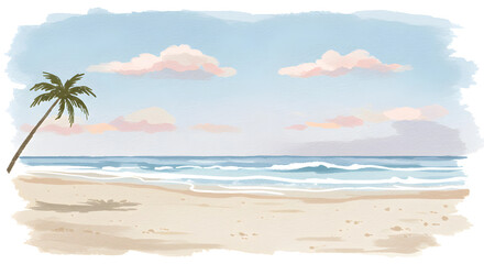 Fototapeta premium Beach illustration, watercolor style