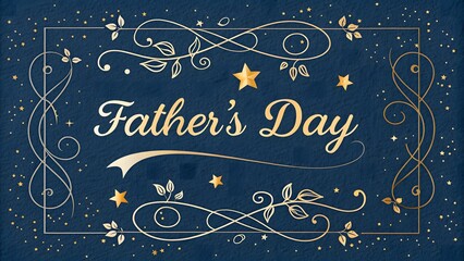 Golden fathers day message amidst swirling stars and leaves