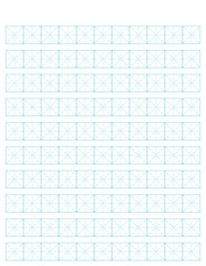Workbook for writing hieroglyphs. Lined mesh paper for printing. Geometric pattern for school. Realistic lined paper. Simulator for writing. Page of calligraphy exercises. Graph paper.