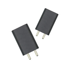 Type C mobile or smartphone charger on isolated and white background, close-up high-resolution...