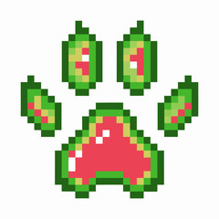 Fototapeta premium Pixel art paw print with watermelon design