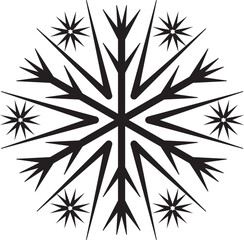 Naklejka premium Sharp pine-style vector snowflake with pointed branches and starburst accents. Ideal for winter, nature-inspired, or edgy seasonal graphic designs.