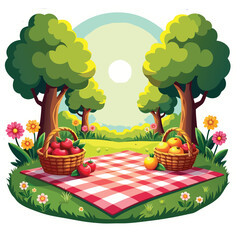 Outdoor Spring Picnic with Easter Basket