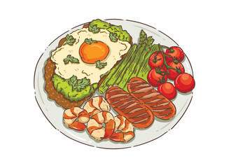 sausages with vegetables healthy food