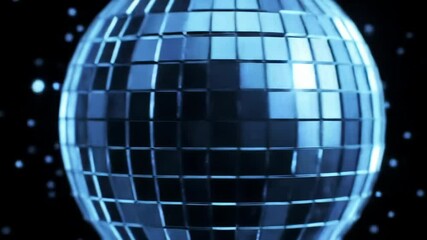 Rotating Blue Disco Ball with Pulsing Light and Reflections - Powered by Adobe