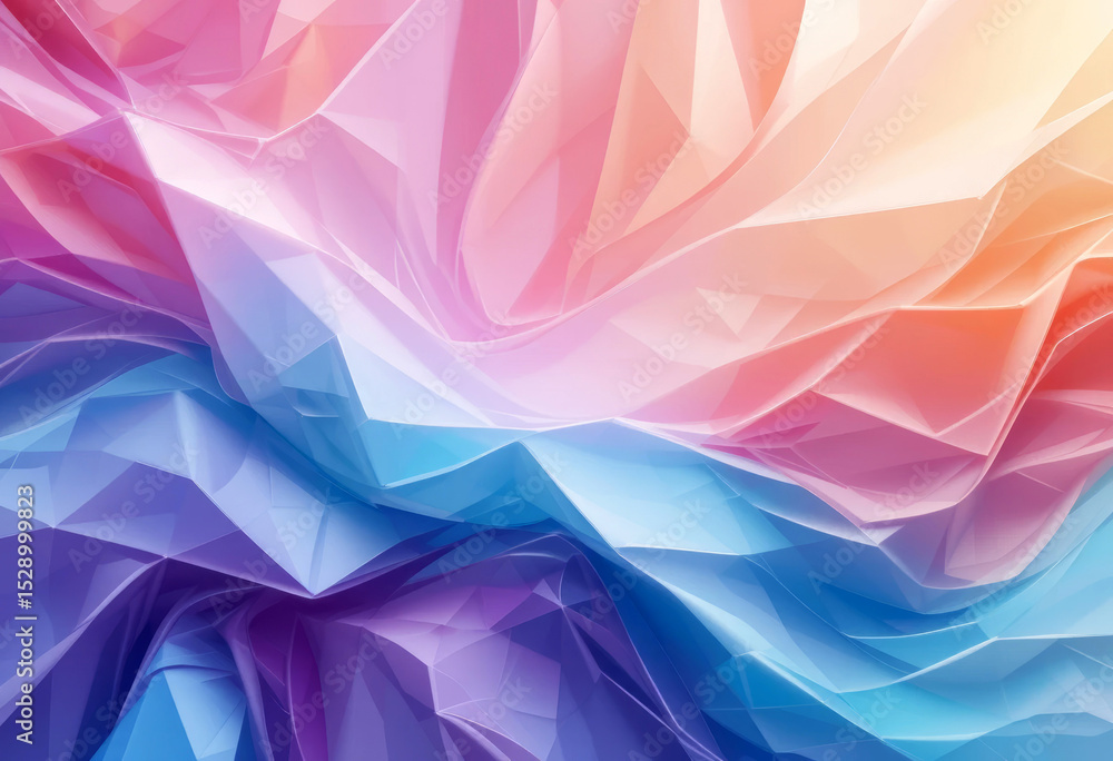 Poster soft angular patterns with multicolor gradient flow.