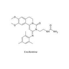 Ensifentrine chemical structure skeletal formula. Dual PDE3/PDE4 inhibitor drug used to treat COPD (Chronic Obstructive Pulmonary Disease). Simple schematic illustration.