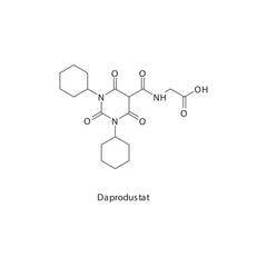 Daprodustat chemical structure skeletal formula. HIF-prolyl hydroxylase inhibitor drug used to treat Anemia in chronic kidney disease (CKD). Simple schematic illustration.