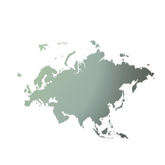 Map of Eurasia, sign silhouette. World Map Globe. Vector Illustration isolated on white background. Europe and Asia continent.