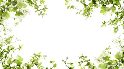 Botanical Fringe: Elegant Green Leaf Plant Border Background Images &ndash; Lush Ivy Trails, Delicate Fern Edges, Tropical Palm Fringes, and Organic Leafy Borders in Natural Textures for Stationery