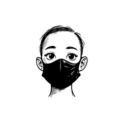 Illustration depicting the face of a person wearing a protective mask during pandemic