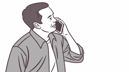 Man Talking on Mobile Phone &ndash; Isolated Vector Illustration

