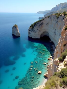 Breathtaking cliffs meeting turquoise sea in Sardinia, Italy