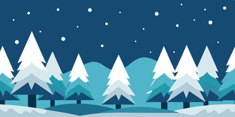 Obraz premium Serene Snowy Forest Landscape Background with Snow Covered Trees Vector Illustration