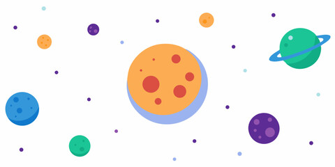 Mysterious Space Wallpaper with Layered Planets and Moons Vector Illustration Background