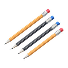 Realistic Pencils With Rubber Eraser
