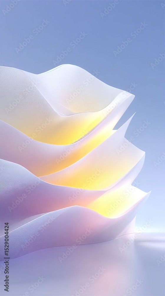 Poster abstract folded mesh wall stretching in soft twists