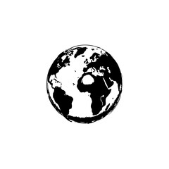 Elegant minimalist globe illustration emphasizing earth continents in monochrome style