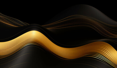 Golden waves on black background