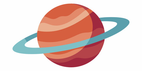 Fototapeta premium Simple Flat Style Planet with Rocky Texture and Thin Ring Vector Illustration Background