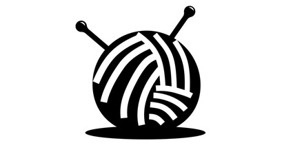Knitting ball symbol, black isolated silhouette