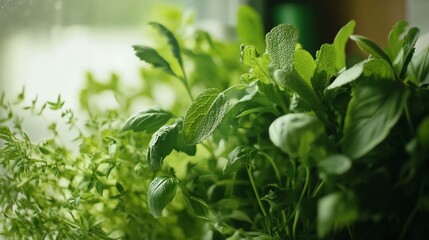 Aromatic garden herbs thriving indoors for culinary use and herbal remedies